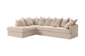 Menard 4-seters Venstrevendt L-formet Sjeselongsofa i Stoff - Beige - Møbler - Sofaer - Sofaer med sjeselong - 4 seters sofa med divan