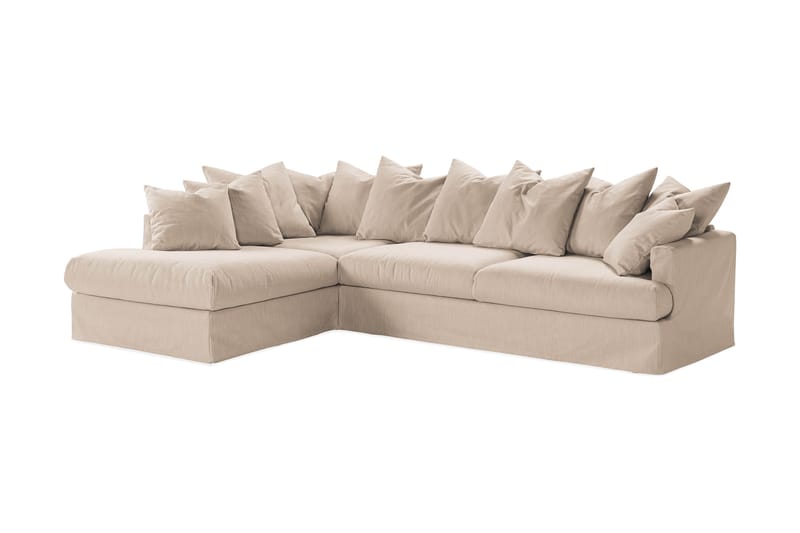 Menard 4-seters Venstrevendt L-formet Sjeselongsofa i Stoff - Beige - Møbler - Sofaer - Sofaer med sjeselong - 4 seters sofa med divan