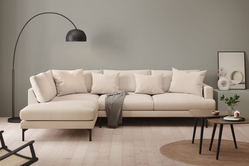 Menard 4-seters Venstrevendt L-formet Sjeselongsofa i Stoff - Beige - Møbler - Sofaer - Sofaer med sjeselong - 4 seters sofa med divan