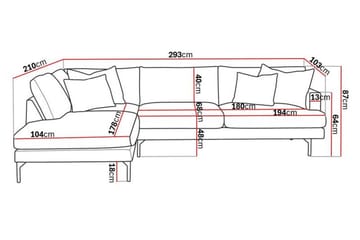 Menard 4-seters Venstrevendt L-formet Sjeselongsofa i Stoff - Grå - Møbler - Sofaer - Sofaer med sjeselong - 4 seters sofa med divan