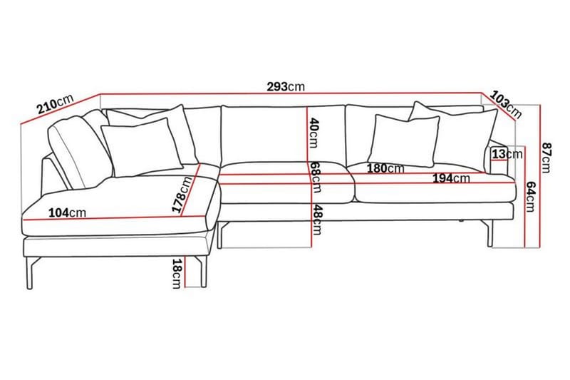 Menard 4-seters Venstrevendt L-formet Sjeselongsofa i Stoff - Grå - Møbler - Sofaer - Sofaer med sjeselong - 4 seters sofa med divan
