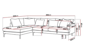 Menard 4-seters Venstrevendt L-formet Sjeselongsofa i Stoff - Grå - Møbler - Sofaer - Sofaer med sjeselong - 4 seters sofa med divan