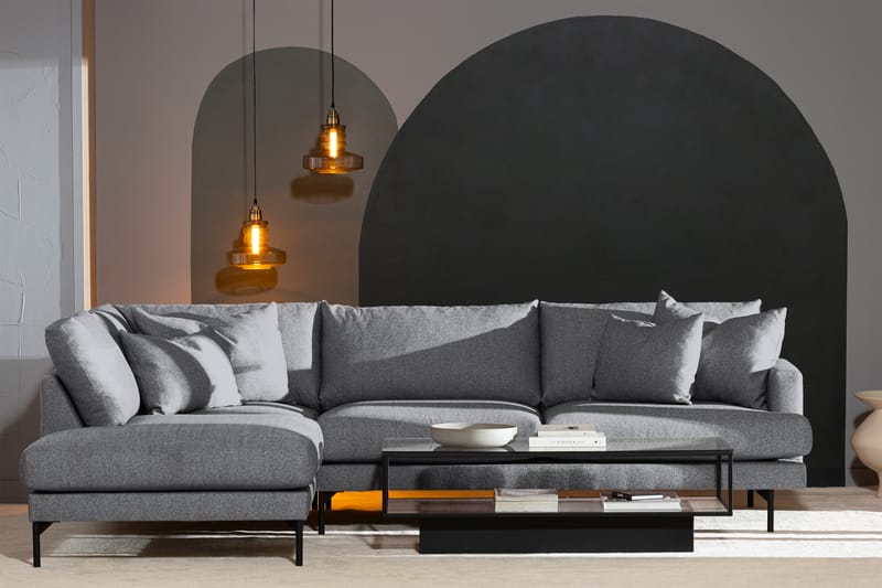 Menard 4-seters Venstrevendt L-formet Sjeselongsofa i Stoff - Grå - Møbler - Sofaer - Sofaer med sjeselong - 4 seters sofa med divan