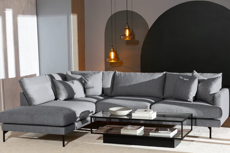 Menard 4-seters Venstrevendt L-formet Sjeselongsofa i Stoff - Grå - Møbler - Sofaer - Sofaer med sjeselong - 4 seters sofa med divan