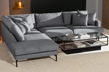 Menard 4-seters Venstrevendt L-formet Sjeselongsofa i Stoff - Grå - Møbler - Sofaer - Sofaer med sjeselong - 4 seters sofa med divan