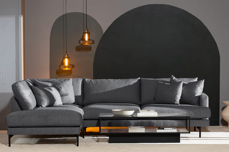 Menard 4-seters Venstrevendt L-formet Sjeselongsofa i Stoff - Mørk grå - Møbler - Sofaer - Sofaer med sjeselong - 4 seters sofa med divan