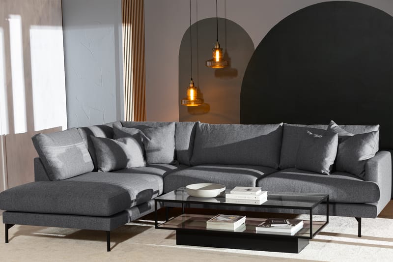 Menard 4-seters Venstrevendt L-formet Sjeselongsofa i Stoff - Mørk grå - Møbler - Sofaer - Sofaer med sjeselong - 4 seters sofa med divan
