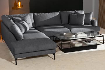 Menard 4-seters Venstrevendt L-formet Sjeselongsofa i Stoff - Mørk grå - Møbler - Sofaer - Sofaer med sjeselong - 4 seters sofa med divan