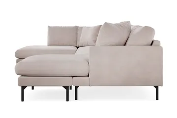 Menard 4-seters Venstrevendt Stor U-formet Dyp Large Sofa med Divan og Sjeselong i Fløyel - Beige - Møbler - Sofaer - Sofaer med sjeselong - 4 seters sofa med divan