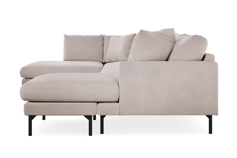 Menard 4-seters Venstrevendt Stor U-formet Dyp Large Sofa med Divan og Sjeselong i Fløyel - Beige - Møbler - Sofaer - Sofaer med sjeselong - 4 seters sofa med divan