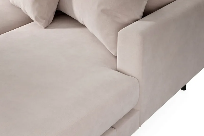 Menard 4-seters Venstrevendt Stor U-formet Dyp Large Sofa med Divan og Sjeselong i Fløyel - Beige - Møbler - Sofaer - Sofaer med sjeselong - 4 seters sofa med divan