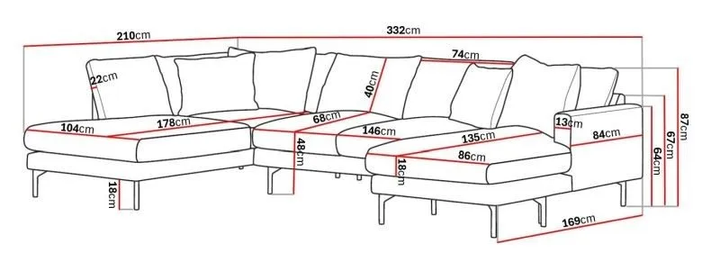 Menard 4-seters Venstrevendt Stor U-formet Dyp Large Sofa med Divan og Sjeselong i Manchester - Brun - Møbler - Sofaer - Sofaer med sjeselong - 4 seters sofa med divan