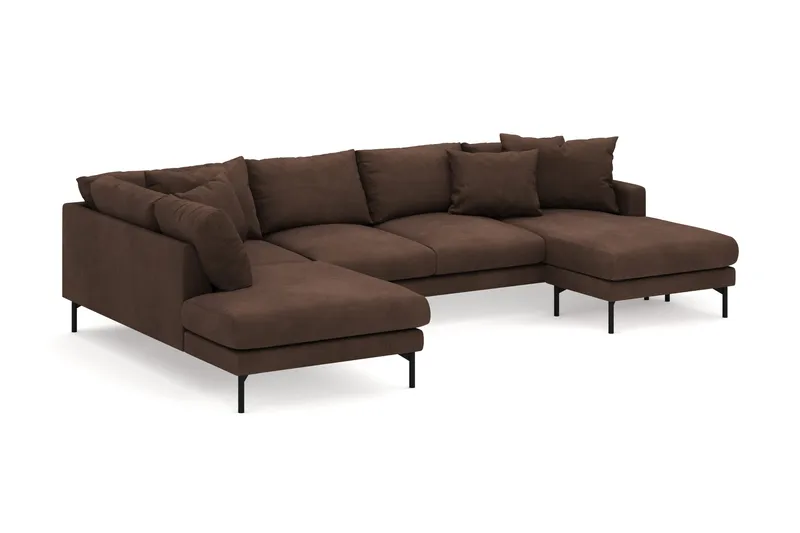 Menard 4-seters Venstrevendt Stor U-formet Dyp Large Sofa med Divan og Sjeselong i Manchester - Brun - Møbler - Sofaer - Sofaer med sjeselong - 4 seters sofa med divan