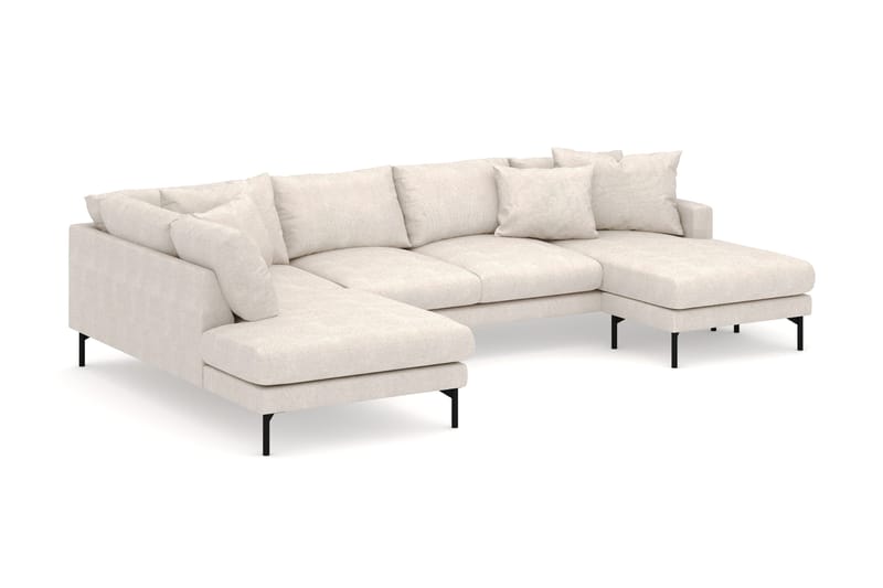Menard 4-seters Venstrevendt Stor U-formet Dyp Large Sofa med Divan og Sjeselong i Stoff - Beige - Møbler - Sofaer - Sofaer med sjeselong - 4 seters sofa med divan