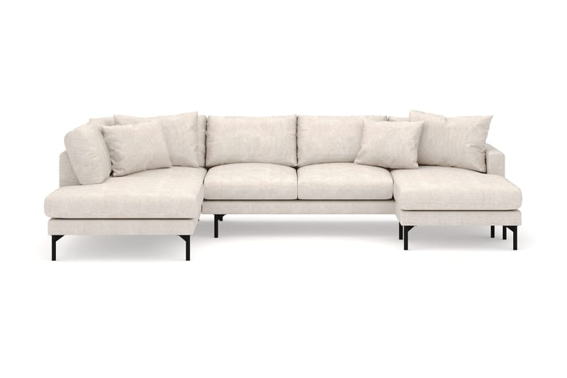 Menard 4-seters Venstrevendt Stor U-formet Dyp Large Sofa med Divan og Sjeselong i Stoff - Beige - Møbler - Sofaer - Sofaer med sjeselong - 4 seters sofa med divan