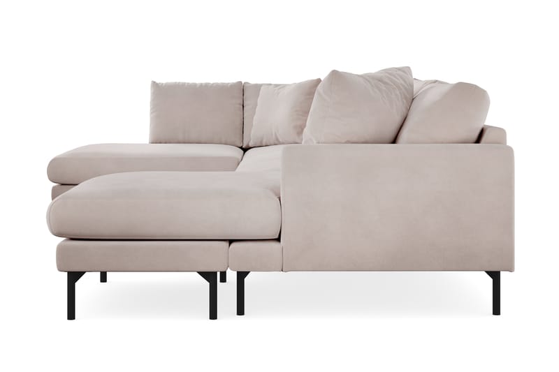 Menard 4-seters Venstrevendt U-formet Large Sofa med Divan og Sjeselong i Fløyel - Beige - Møbler - Sofaer - Sofaer med sjeselong - 4 seters sofa med divan