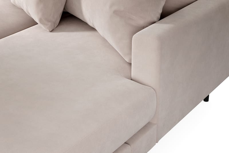 Menard 4-seters Venstrevendt U-formet Large Sofa med Divan og Sjeselong i Fløyel - Beige - Møbler - Sofaer - Sofaer med sjeselong - 4 seters sofa med divan