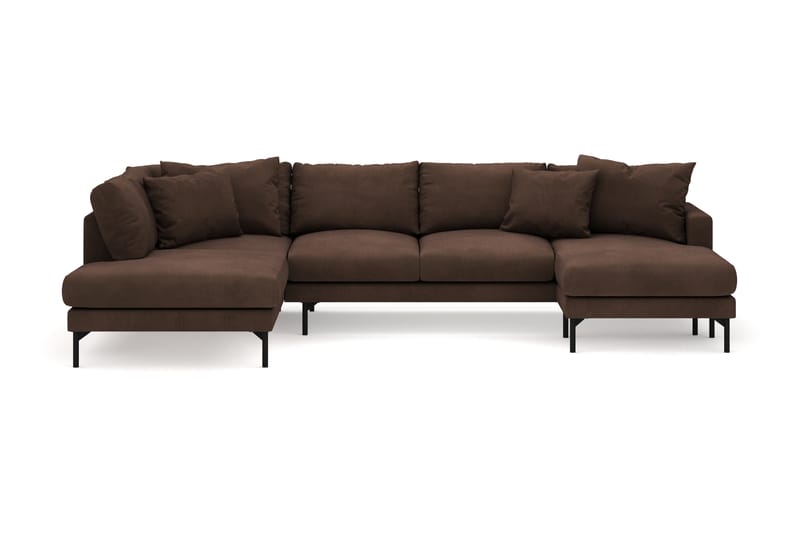 Menard 4-seters Venstrevendt U-formet Large Sofa med Divan og Sjeselong i Manchester - Brun - Møbler - Sofaer - Sofaer med sjeselong - 4 seters sofa med divan
