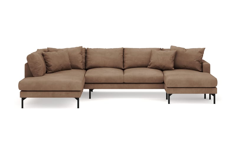 Menard 4-seters Venstrevendt U-formet Large Sofa med Divan og Sjeselong i Manchester - Brun - Møbler - Sofaer - Sofaer med sjeselong - 4 seters sofa med divan
