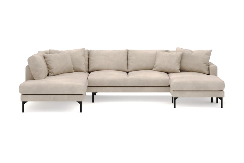 Menard 4-seters Venstrevendt U-formet Large Sofa med Divan og Sjeselong i Manchester - Greige - Møbler - Sofaer - Sofaer med sjeselong - 4 seters sofa med divan