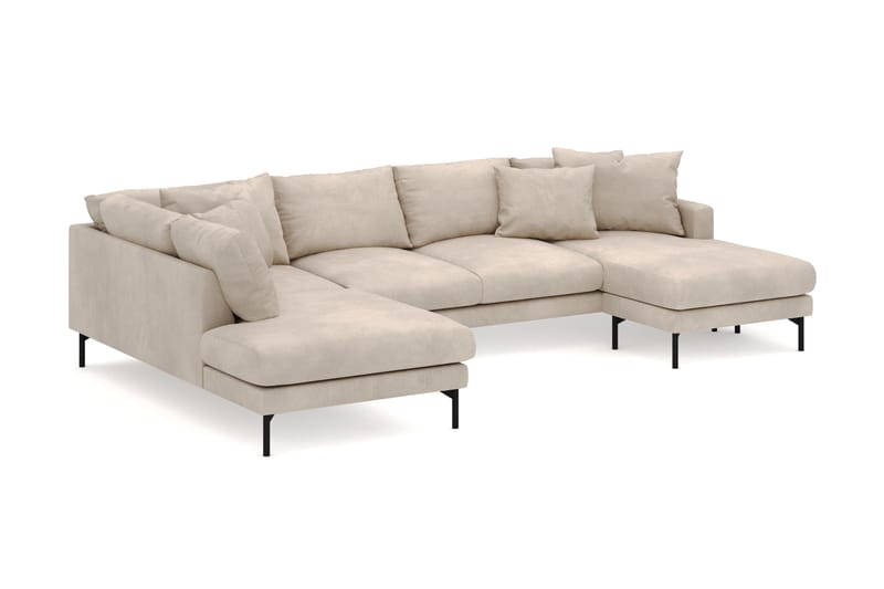 Menard 4-seters Venstrevendt U-formet Large Sofa med Divan og Sjeselong i Manchester - Greige - Møbler - Sofaer - Sofaer med sjeselong - 4 seters sofa med divan
