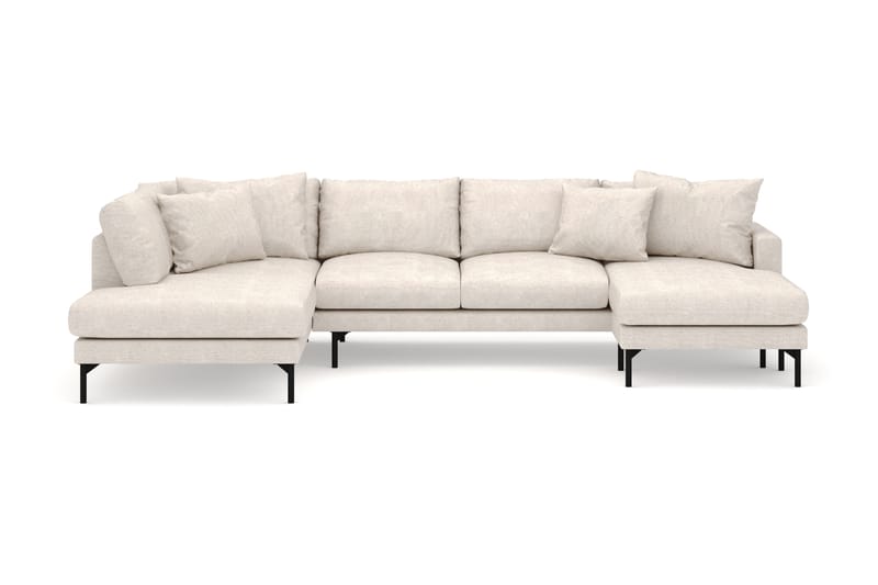 Menard 4-seters Venstrevendt U-formet Large Sofa med Divan og Sjeselong i Stoff - Beige - Møbler - Sofaer - Sofaer med sjeselong - 4 seters sofa med divan
