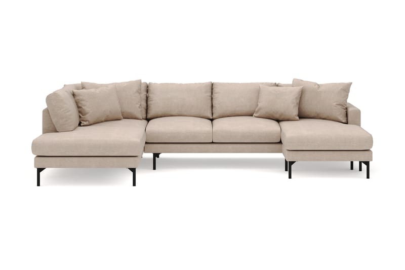 Menard 4-seters Venstrevendt U-formet Large Sofa med Divan og Sjeselong i Stoff - Beige - Møbler - Sofaer - Sofaer med sjeselong - 4 seters sofa med divan