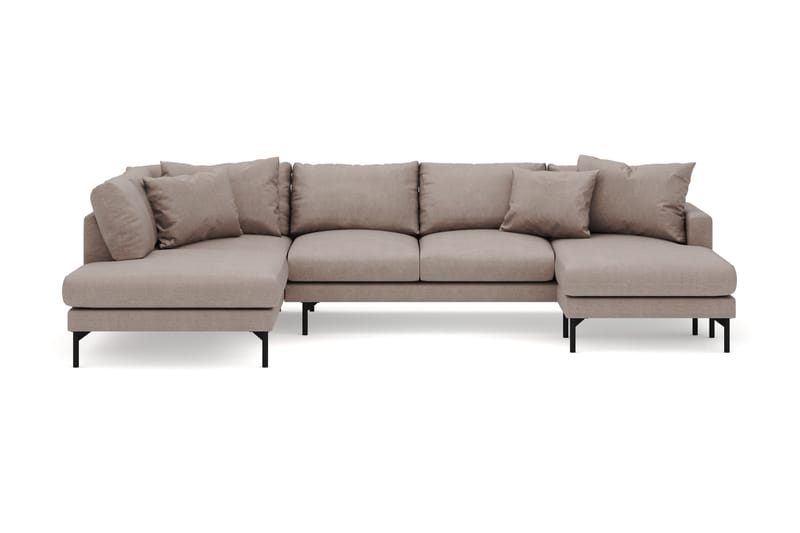 Menard 4-seters Venstrevendt U-formet Large Sofa med Divan og Sjeselong i Stoff - Brun - Møbler - Sofaer - Sofaer med sjeselong - 4 seters sofa med divan