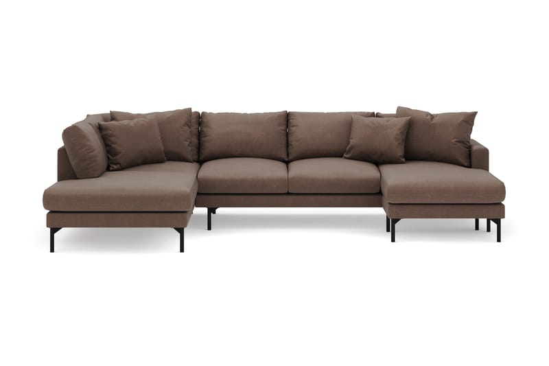 Menard 4-seters Venstrevendt U-formet Large Sofa med Divan og Sjeselong i Stoff - Brun - Møbler - Sofaer - Sofaer med sjeselong - 4 seters sofa med divan