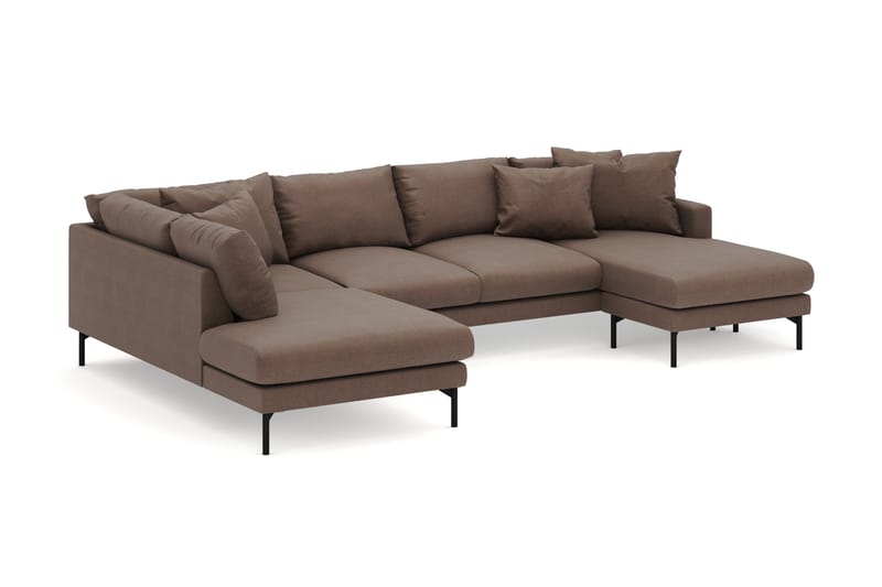 Menard 4-seters Venstrevendt U-formet Large Sofa med Divan og Sjeselong i Stoff - Brun - Møbler - Sofaer - Sofaer med sjeselong - 4 seters sofa med divan