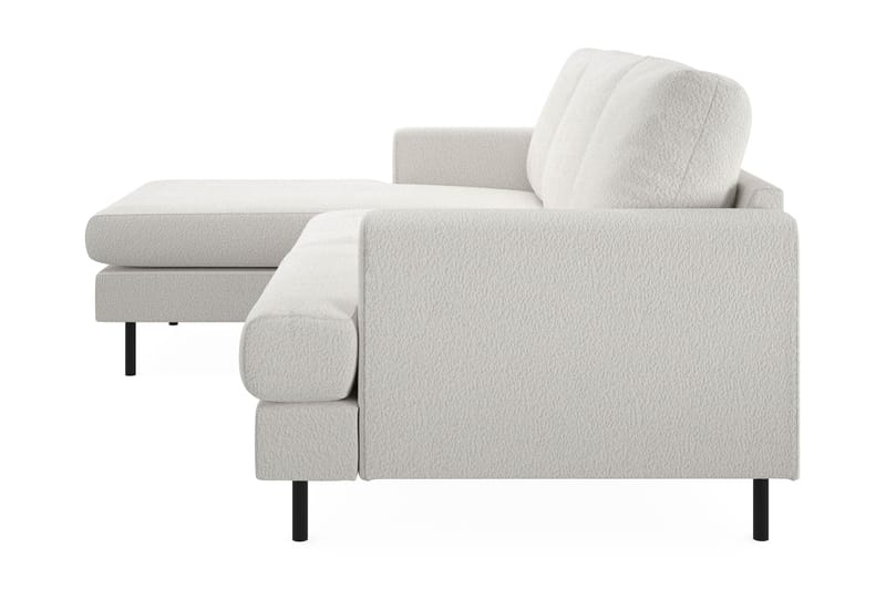 Menard Compact 3-seters Venstrevendt L-formet Divansofa i Bouclé - Hvit - Møbler - Sofaer - Sofaer med sjeselong - 3 seters sofa med divan