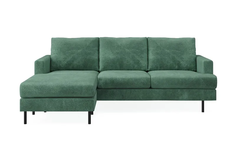 Menard Compact 3-seters Venstrevendt L-formet Divansofa i Fløyel - Mørk grønn - Møbler - Sofaer - Sofaer med sjeselong - 3 seters sofa med divan