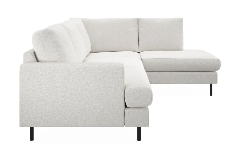 Menard Compact 4-seters Høyrevendt L-formet Sjeselongsofa i Bouclé - Hvit - Møbler - Sofaer - Sofaer med sjeselong - 4 seters sofa med divan