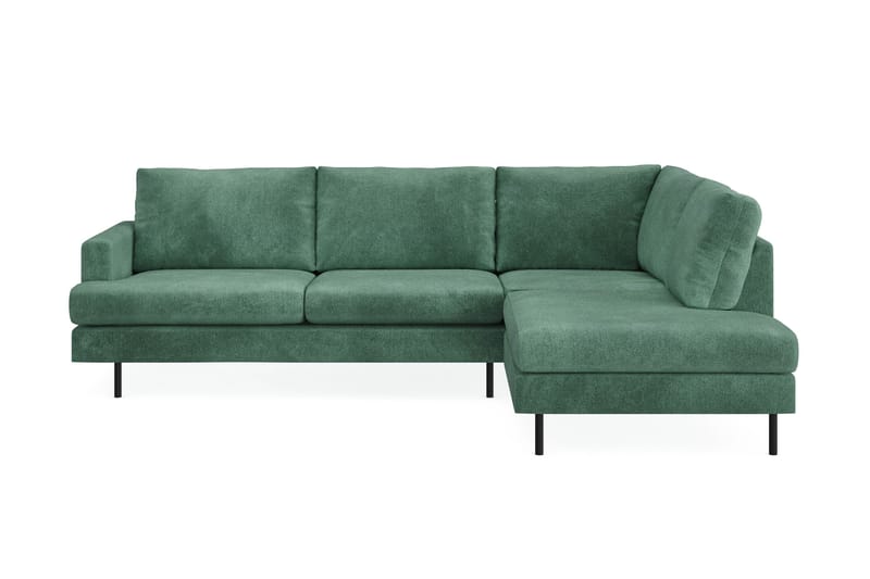 Menard Compact 4-seters Høyrevendt L-formet Sjeselongsofa i Fløyel, Mørk grønn