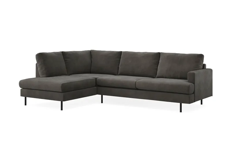 Menard Compact 4-seters Venstrevendt L-formet Sjeselongsofa i Manchester - Mørk grå - Møbler - Sofaer - Sofaer med sjeselong - 4 seters sofa med divan