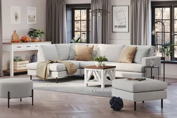 Menard Compact 4-seters Venstrevendt L-formet Sjeselongsofa i Stoff - Lys grå - Møbler - Sofaer - Sofaer med sjeselong - 4 seters sofa med divan