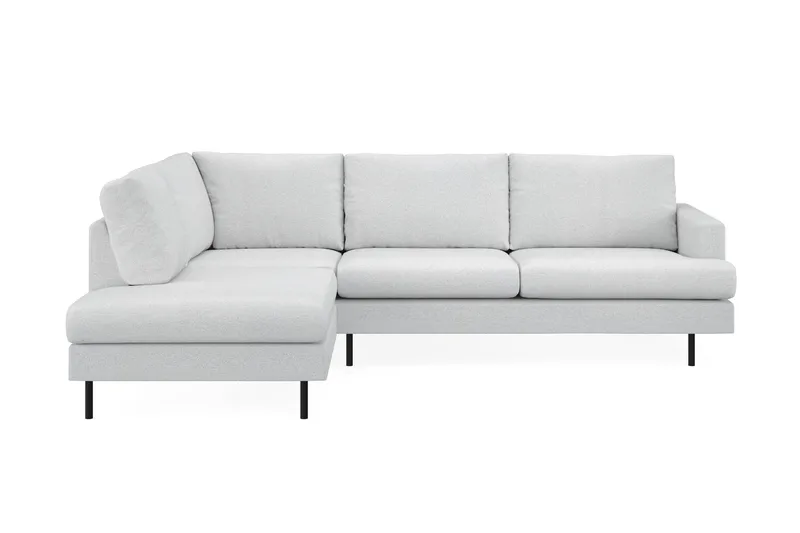 Menard Compact 4-seters Venstrevendt L-formet Sjeselongsofa i Stoff, Lys grå