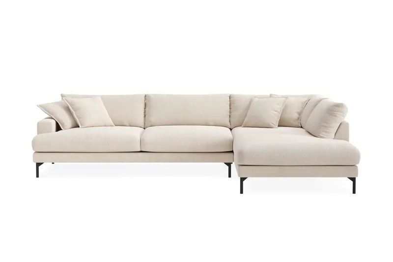 Menard Premium 5-seters høyrevendt L-formet dyp sjeselongsofa i chenille, Lysbeige