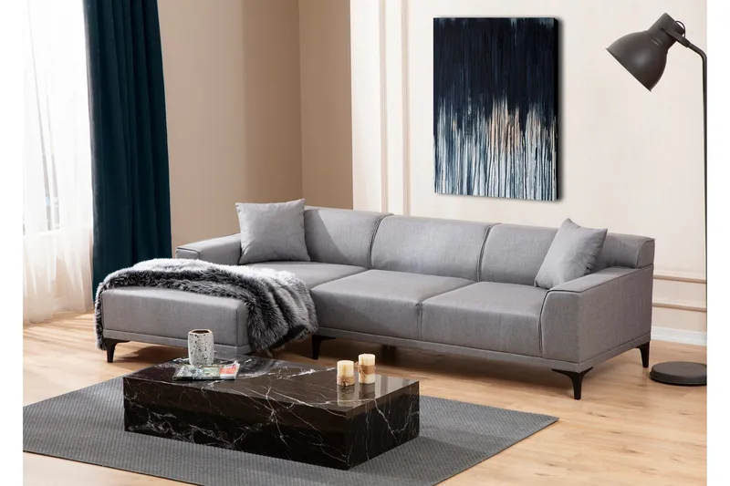 Mississauga Divansofa 3-seters - Grå - Møbler - Sofaer - Sofaer med sjeselong - 3 seters sofa med divan