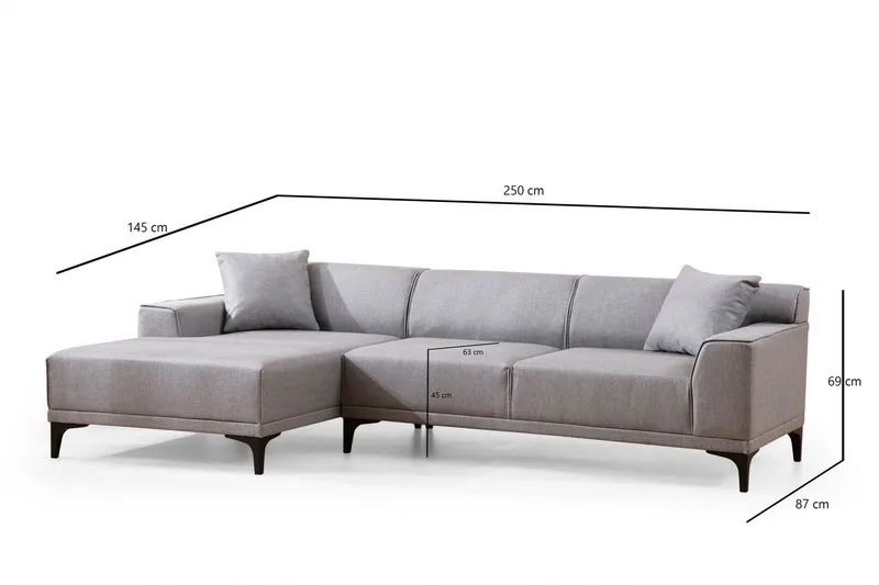 Mississauga Divansofa 3-seters - Grå - Møbler - Sofaer - Sofaer med sjeselong - 3 seters sofa med divan