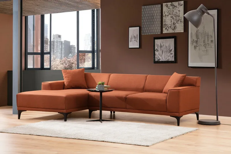 Mississauga Divansofa 3-seters - Oransje - Møbler - Sofaer - Sofaer med sjeselong - 3 seters sofa med divan