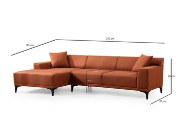 Mississauga Divansofa 3-seters - Oransje - Møbler - Sofaer - Sofaer med sjeselong - 3 seters sofa med divan