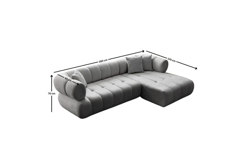 Mississauga Sofa med divan 3-seter - Grå - Møbler - Sofaer - Sofaer med sjeselong - 3 seters sofa med divan