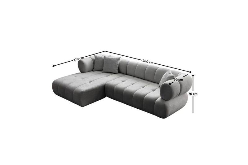 Mississauga Sofa med divan 3-seter - Grå - Møbler - Sofaer - Sofaer med sjeselong - 3 seters sofa med divan