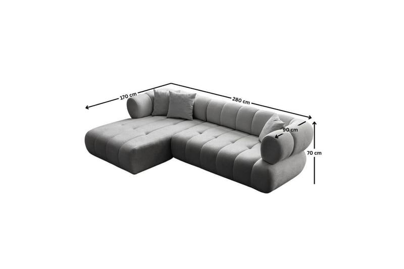Mississauga Sofa med divan 3-seter - Grå - Møbler - Sofaer - Sofaer med sjeselong - 3 seters sofa med divan