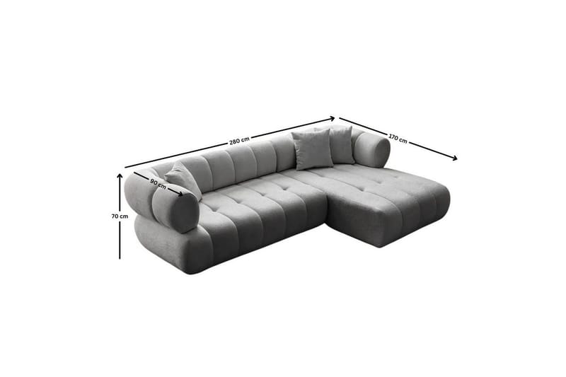 Mississauga Sofa med divan 3-seter - Grå - Møbler - Sofaer - Sofaer med sjeselong - 3 seters sofa med divan
