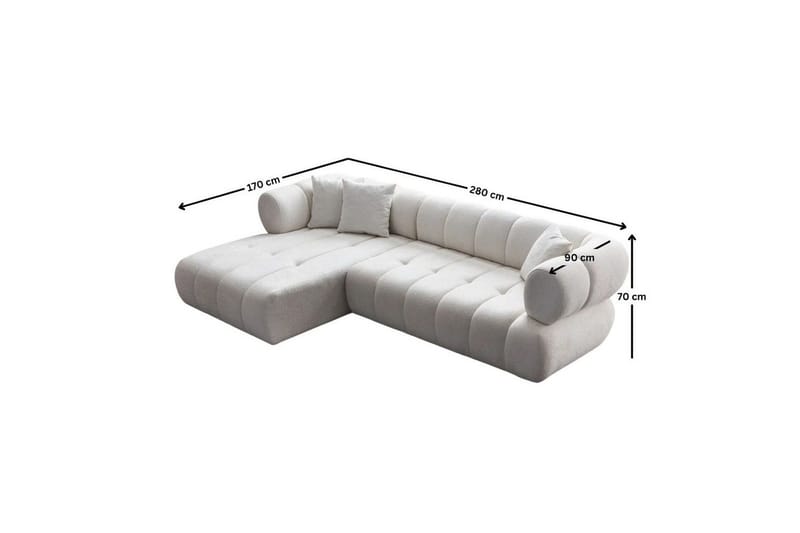 Mississauga Sofa med divan 3-seter - Hvit - Møbler - Sofaer - Sofaer med sjeselong - 3 seters sofa med divan