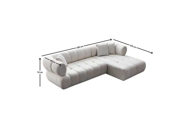 Mississauga Sofa med divan 3-seter - Hvit - Møbler - Sofaer - Sofaer med sjeselong - 3 seters sofa med divan