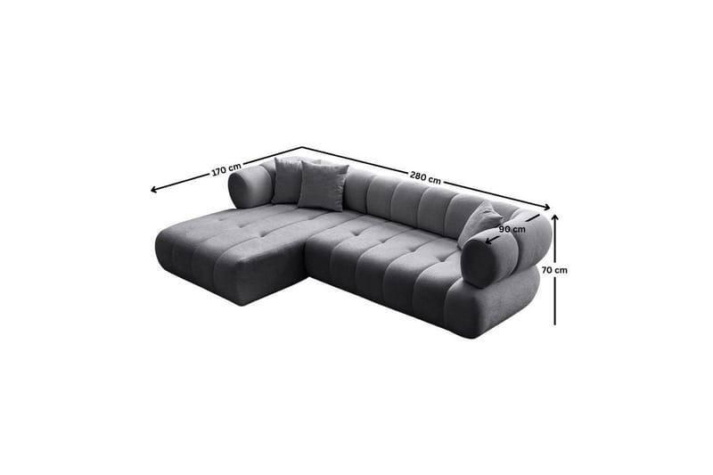 Mississauga Sofa med divan 3-seter - Mørkgrå - Møbler - Sofaer - Sofaer med sjeselong - 3 seters sofa med divan
