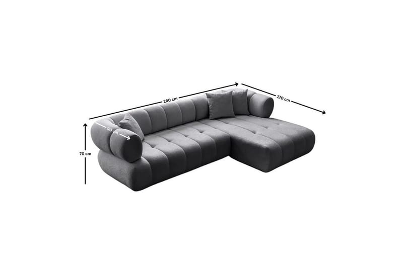 Mississauga Sofa med divan 3-seter - Mørkgrå - Møbler - Sofaer - Sofaer med sjeselong - 3 seters sofa med divan